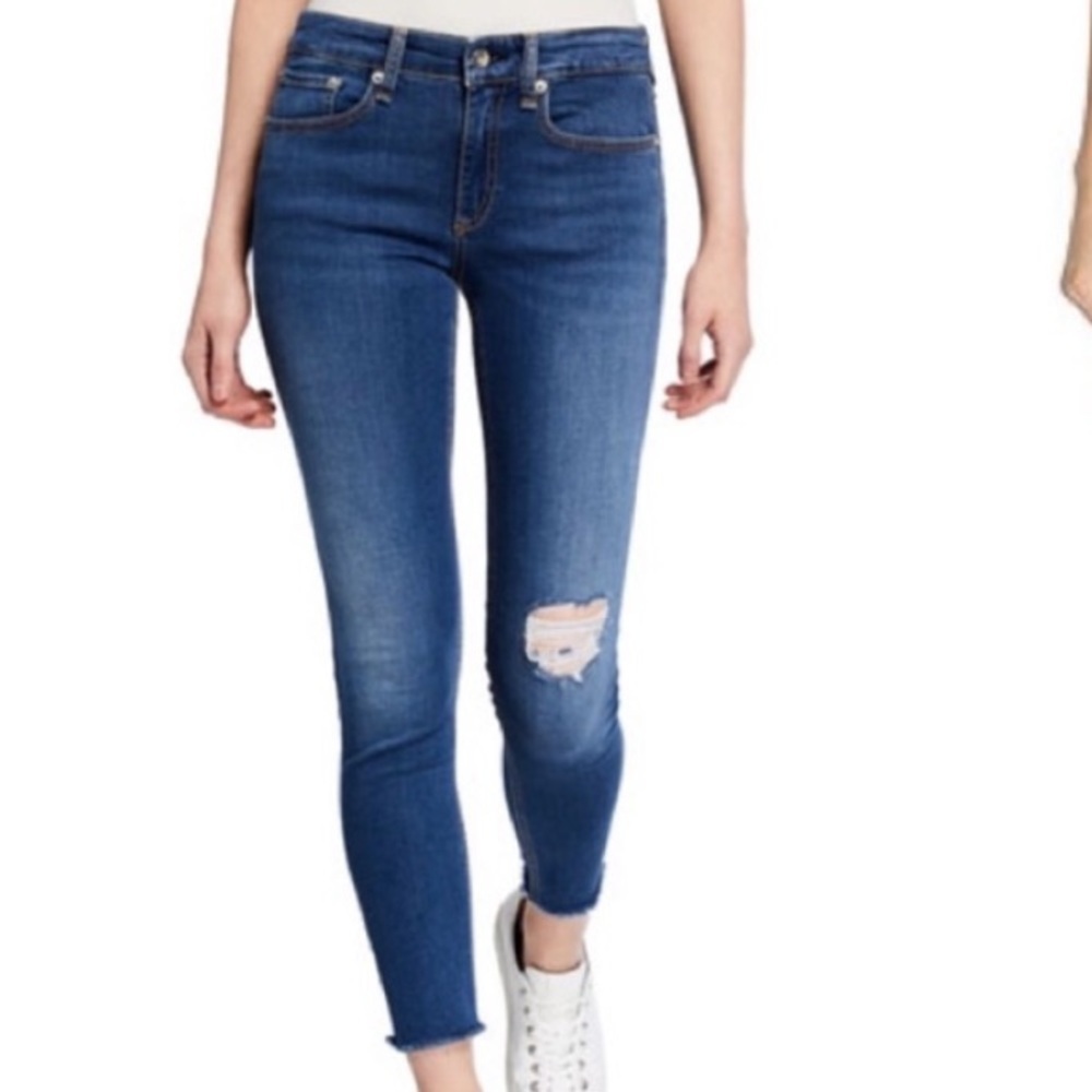 Rag and bone cate mid-rise ankle skinny raw hem jeans size 24